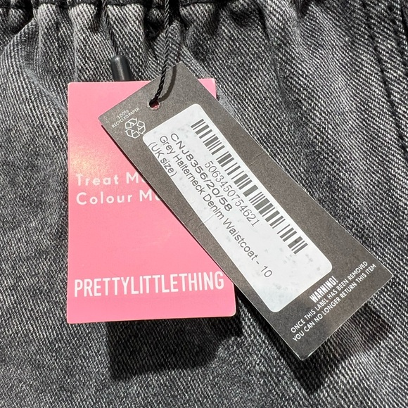 PrettyLittleThing Charcoal Denim Waistcoat - Picture 6 of 7